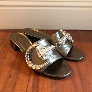 Gucci Maxime Jeweled Bronze Slide Sandals